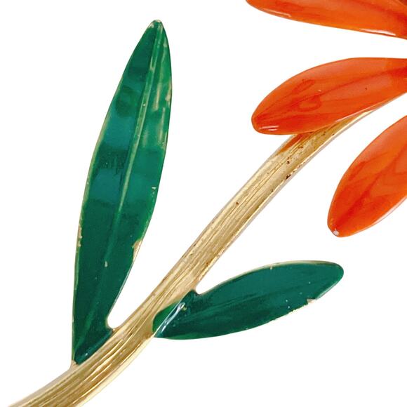 VTG 1960s Enamel Daisy Brooch Earrings Set Mod Flower Power Cheerful Playful - Picture 5 of 10